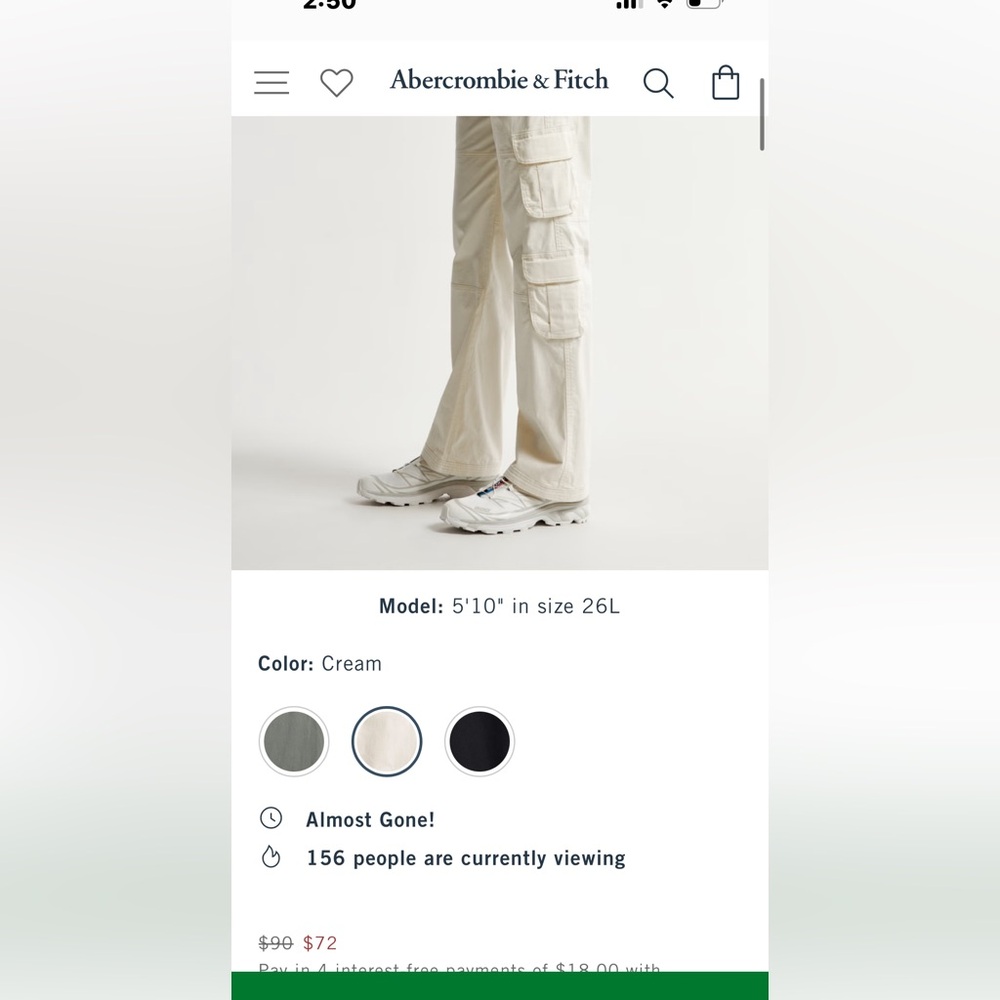 Abercrombie High Rise Relaxed fit cargo pant